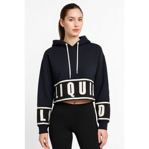 Team Liquid Heritage Hoodie.Color Blocking, Navy Black Casual Cropped Size S